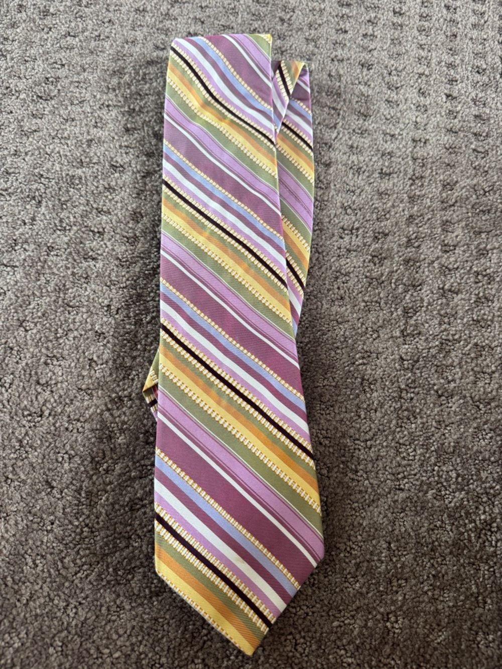 Ted Baker Diagonal Stripe Tie in Purple, Green & Gold